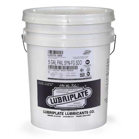 Lubriplate Syn-Fg Sdo, 5 Gal Pail, Synthetic Fluid, For Machine Metal Surfaces Where There Is Sugar Build-Up L0570-060
